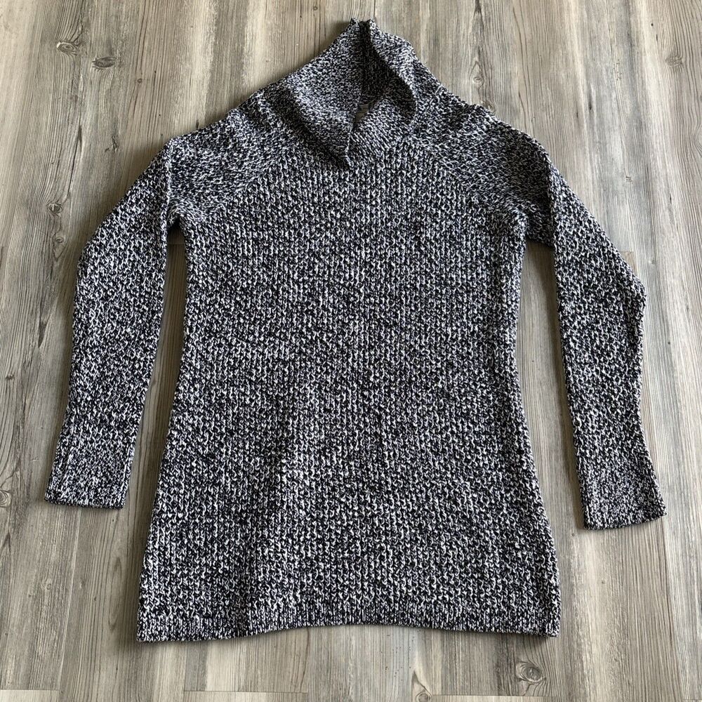 Bass black white pullover sweater Dress Cowl neck cotton blend  Size Large